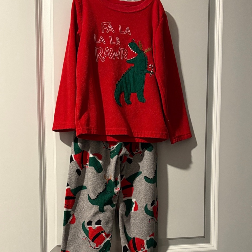 Kids Christmas Dinosaur Pajama Set - size 4t